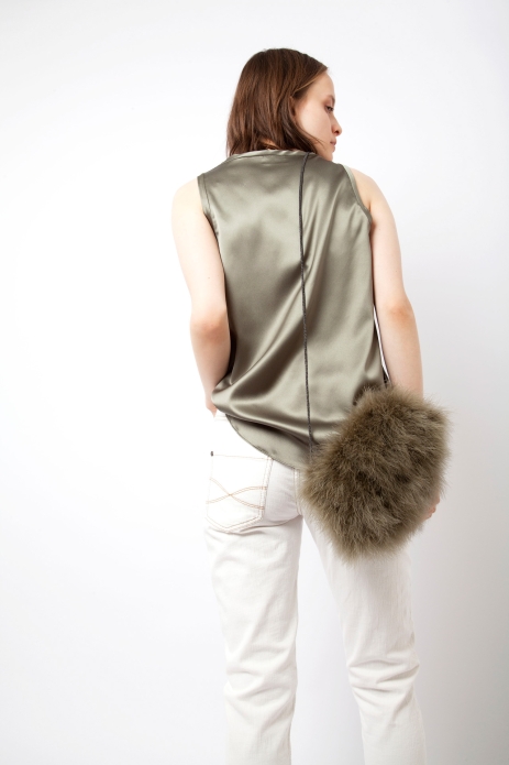 Сумка перья хаки плоская фото 2